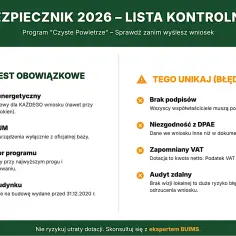 Lista kontrolna programu "Czyste Powietrze": obowiązkowe elementy i błędy do uniknięcia.
