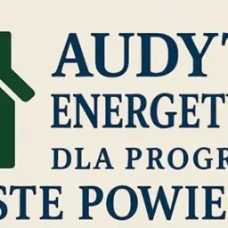 Zielony dom z liściem symbolizuje audyt energetyczny dla programu Czyste Powietrze.